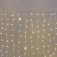 Гирлянда светодиодная "Светодиодный Дождь" 2х1.5м 300LED тепл. бел. 23Вт 230В IP65 постоян. свечение провод бел. (нужен шнур пит