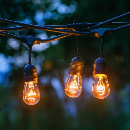 Гирлянда светодиодная "Белт Лайт" 9.5м 20LED тепл. бел. E27 IP65 220В на подвесах с лампами филамент дл. провода 60см каучук наб