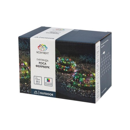 Гирлянда светодиодная "Роса "Фейерверк" 20м 1000LED мультиколор 10Вт IP44 трансф. в компл. Neon-Night 303-249