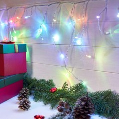 Гирлянда светодиодная "Айсикл" (бахрома) 1.8х0.5м 48LED RGB 4.1Вт 230В IP20 провод прозр. Neon-Night 255-009