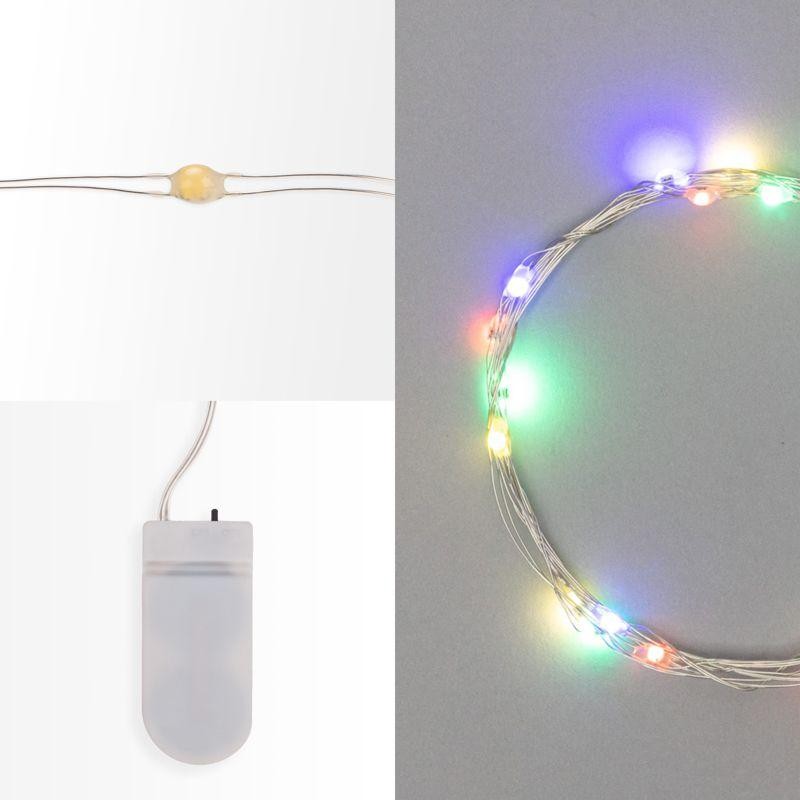 Гирлянда светодиодная "Роса" 2м 20LED мультиколор RGB 5Вт 4.5В IP20 провод прозр. элементы питания 2хCR2032 (в компл.) Neon-Nigh