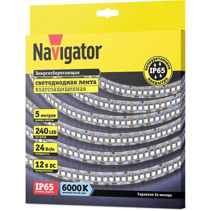 Лента светодиодная 14 460 NLS-2835CW240-24-IP65-12V (уп.5м) NAVIGATOR 14460 Лента светодиодная 14 460 NLS-2835CW240-24-IP65-12V (уп.5м) NAVIGATOR 14460