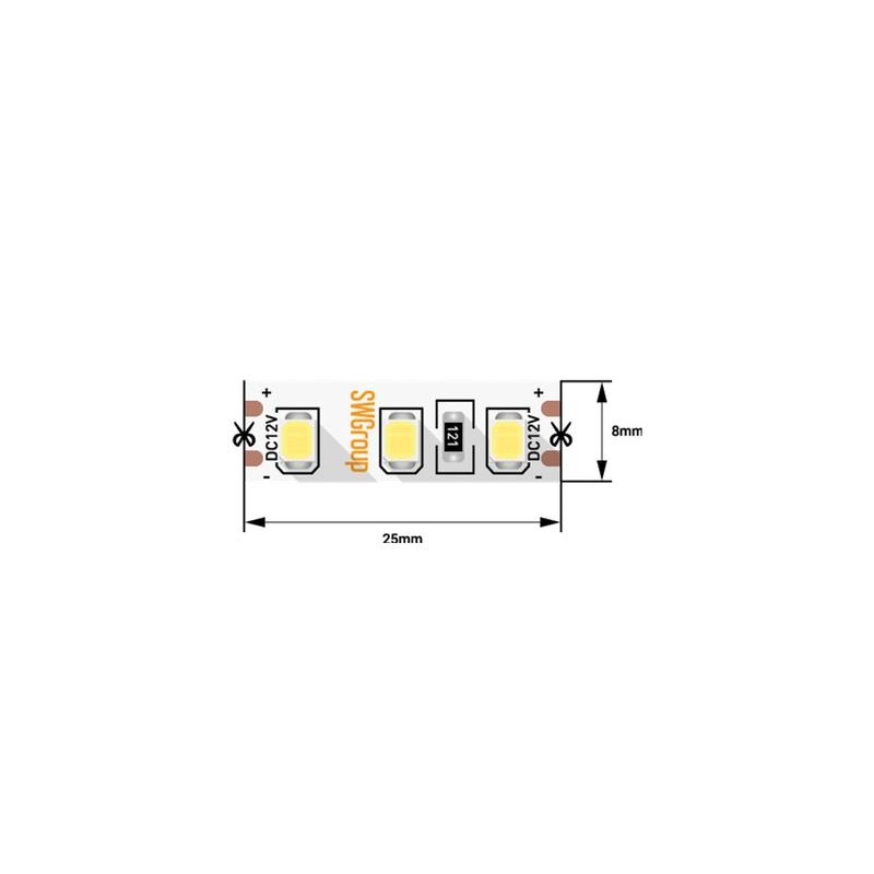 Лента светодиодная стандарт 2835 120LED/м 12Вт/м 12В IP20 со скотчем 3М нейтр. бел. (уп.5м) SWG Standard 00-00009236