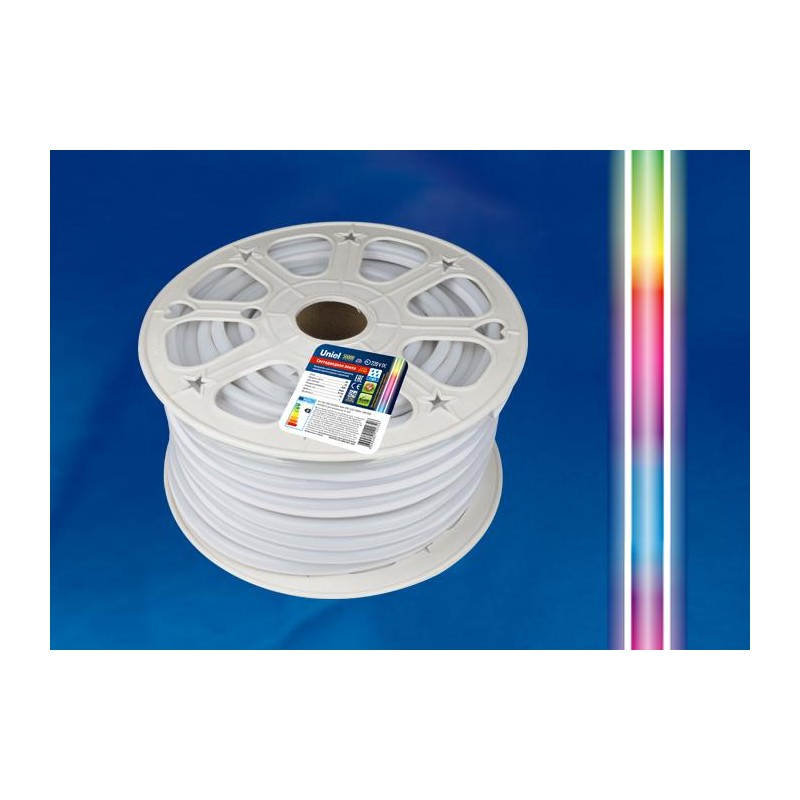 Лента светодиодная ULS-N22-5050-80LED/m-8mm-IP67-220V-10W/m-50M-RGB NEON 80LED/м RGB 10Вт/м IP67 220 8мм гибкая герметичная (уп.
