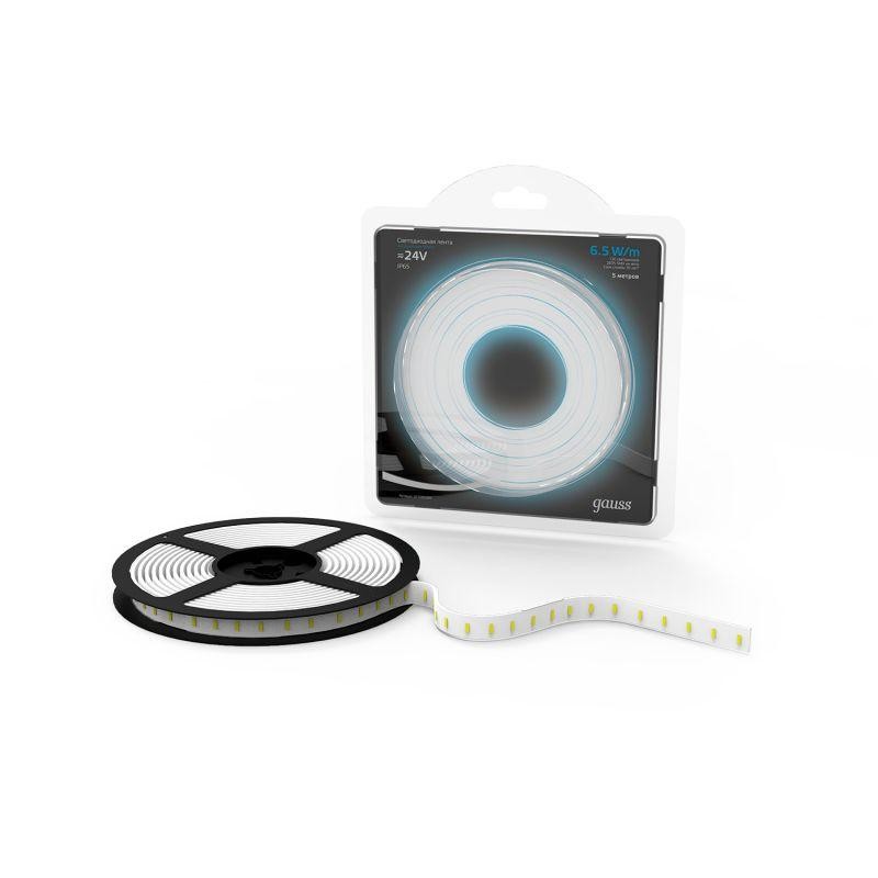 Лента светодиодная Black 2835/120-SMD 6.5Вт/м 5000К холод. бел. IP65 600лм/м 24В (блист.5м) GAUSS 311000265 Лента светодиодная Black 2835/120-SMD 6.5Вт/м 5000К холод. бел. IP65 600лм/м 24В (блист.5м) GAUSS 311000265