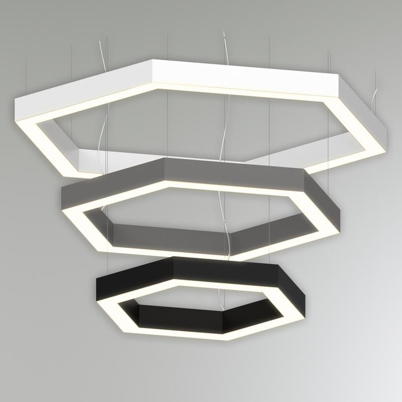 Светильник светодиодный RVE-LBX-HOLE-HEXA-1800-P 143Вт 4000К 1800х1559х100мм подвесной шир. рассеив.-80мм бел. RVElektro RVE0000