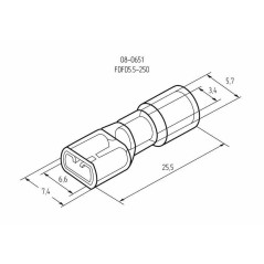 Клемма плоская полностью изолир. (КППИ гн - 6.6мм) 4-6кв.мм (VF5.5-250А) REXANT 08-0651