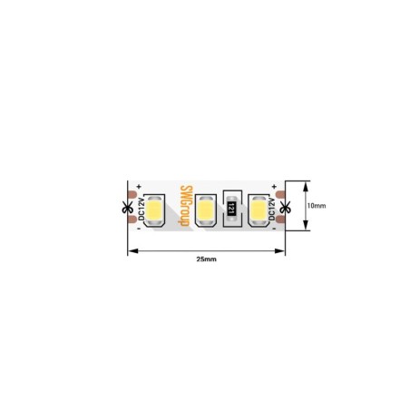Лента светодиодная стандарт 2835 120LED/м 12Вт/м 12В IP20 со скотчем 3М холод. бел. (уп.5м) SWG Standard 00-00009238