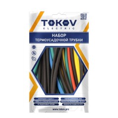 Набор трубок термоусадочных 4/2, 6/3, 8/4, 10/5, 12/6 100мм 35шт (7 цветов по 1шт каждого размера) TOKOV ELECTRIC TKE-THK-4-12-0