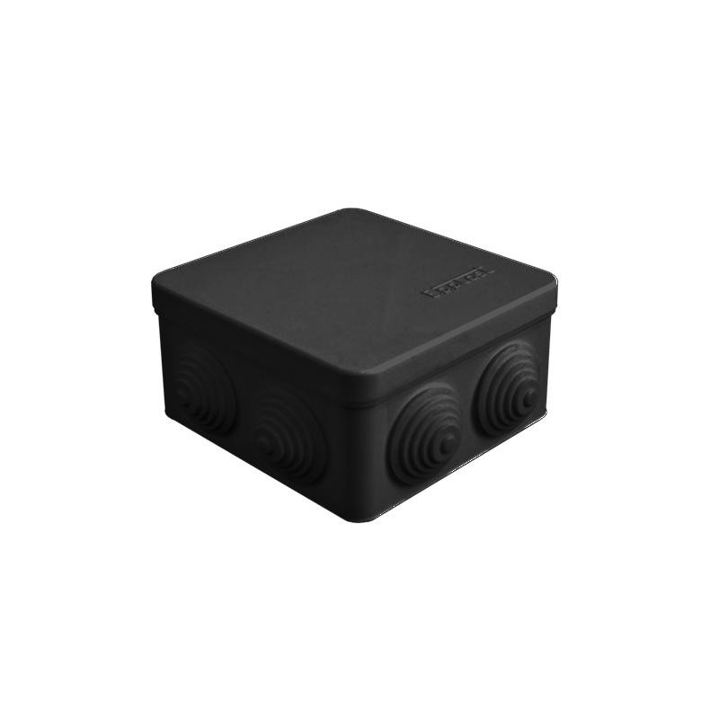 Коробка распределительная ОП 105х105х56мм IP54 7 выходов 4 гермоввода крышка защелкивающаяся материал – полипропилен черн. Eppla