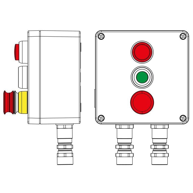 Пост управления взрывозащищенный из алюминия CPE-A-17-(1xLR(220)-1xP1G(11)-1xP3E(11))-2xKA2MHK(C)1Ex d e IIC Т5 Gb / Ex tb IIICT