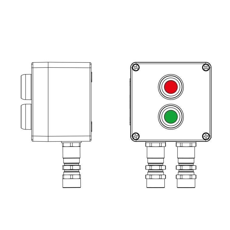 Пост управления взрывозащищенный из полиэстера CPE-P-03-(1xP1G(11)-1xP1R(11))-2xKA2MHK(C)1Ex d e IIC Т5 Gb / Ex tb IIIC T95град.