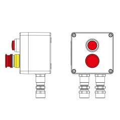 Пост управления взрывозащищенный из полиэстера CPE-P-03-(1xLR(250)-1xP3E(11))-2xKA2MHK(C)1Ex d e IIC Т5 Gb / Ex tb IIIC T95град.