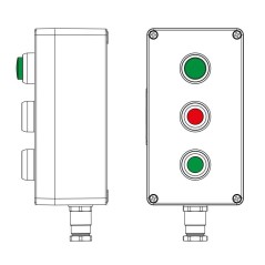 Пост управления взрывозащищенный из полиэстера CPE-P-04-(1xLG(250)-1xP1R(11)-1xP1G(11))-1xKH2MHK(C)1Ex d e IIC Т5 Gb / Ex tb III