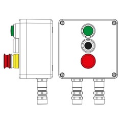 Пост управления взрывозащищенный из полиэстера CPE-P-03-(1xLR(250)-P1G(11)-1xP3E(11))-2xKA2MHK(C)1Ex d e IIC Т5 Gb / Ex tb IIICT