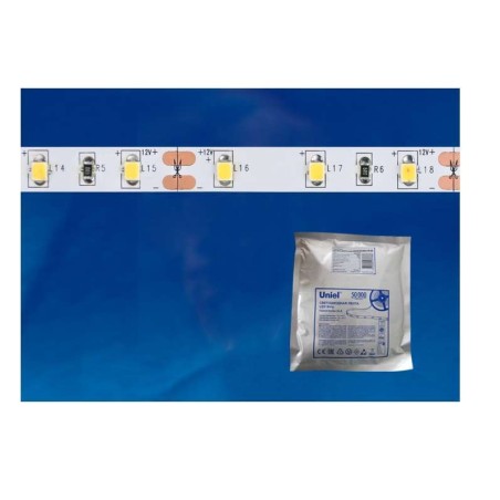 Лента светодиодная ULS-2835-60LED/m-8mm-IP20-DC24V-6W/m-5M-W 6Вт/м 60LED/м 4000К нейтр. бел. IP20 24В DC 8мм гибкая на самоклеящ