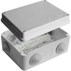 Коробка распределительная ОП 150х110х70мм IP54 с клемм. 10 выходов 6 гермовводов 10А 12 контактов крышка на винтах сер. Epplast 