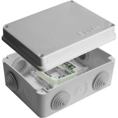 Коробка распределительная ОП 150х110х70мм IP54 с клемм. 10 выходов 6 гермовводов 16А 24 контакта крышка на винтах сер. Epplast 2