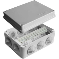 Коробка распределительная ОП 150х110х70мм IP54 с клемм. 10 выходов 10 гермовводов 10А 12 контактов крышка на винтах сер. Epplast