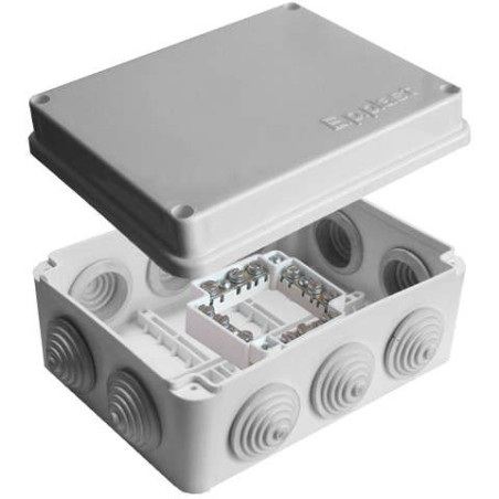 Коробка распределительная ОП 150х110х70мм IP54 с клемм. 10 выходов 10 гермовводов 16А 24 контакта крышка на винтах сер. Epplast 