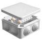 Коробка распределительная ОП 105х105х56мм IP54 с клемм. 7 выходов 4 гермоввода 10А 12 контактов крышка защелкивающаяся сер. Eppl
