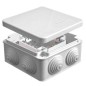 Коробка распределительная ОП 105х105х56мм IP54 с клемм. 7 выходов 4 гермоввода 16А 24 контакта крышка защелкивающаяся сер. Eppla