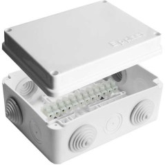 Коробка распределительная ОП 150х110х70мм IP54 с клемм. 10 выходов 6 гермовводов 10А 12 контактов крышка на винтах бел. Epplast 