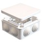 Коробка распределительная ОП 105х105х56мм IP54 с клемм. 7 выходов 4 гермоввода 16А 24 контакта крышка защелкивающаяся бел. Eppla