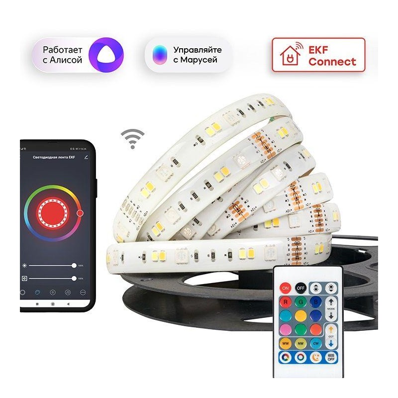 Лента светодиодная умная Connect RGBW (уп.5м) EKF slswf-5-rgbw Лента светодиодная умная Connect RGBW (уп.5м) EKF slswf-5-rgbw