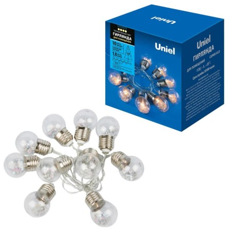 Гирлянда ULD-S1800-010/STB/3AA WARM WHITE IP20 RETRO BULBS "Лампочки ретро" 3AA (не в/к) 1.8м 10 LED тепл. бел. свет Uniel UL-00