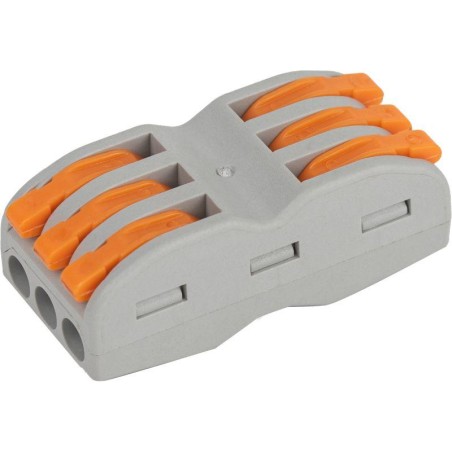 Клемма строительно-монтажная СМК 423 проходная 3 плюса с рычагом 0.08-4кв.мм (уп.50шт) ЭРА Б0057073