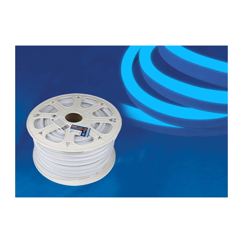 Лента светодиодная ULS-N21-2835-120LED/m-8mm-IP67-220V-8W/m-50M-BLUE NEON 120LED/м син. 8Вт/м IP67 220 8мм гибкая герметичная (у
