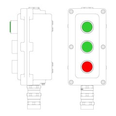 Пост управления взрывонепроницаемый из алюминия LCSD-03-B-MB-L1G(220)x1-P1G(11)x1-P1R(11)x1-PBMB-KA2MHK DKC LCSD21000107