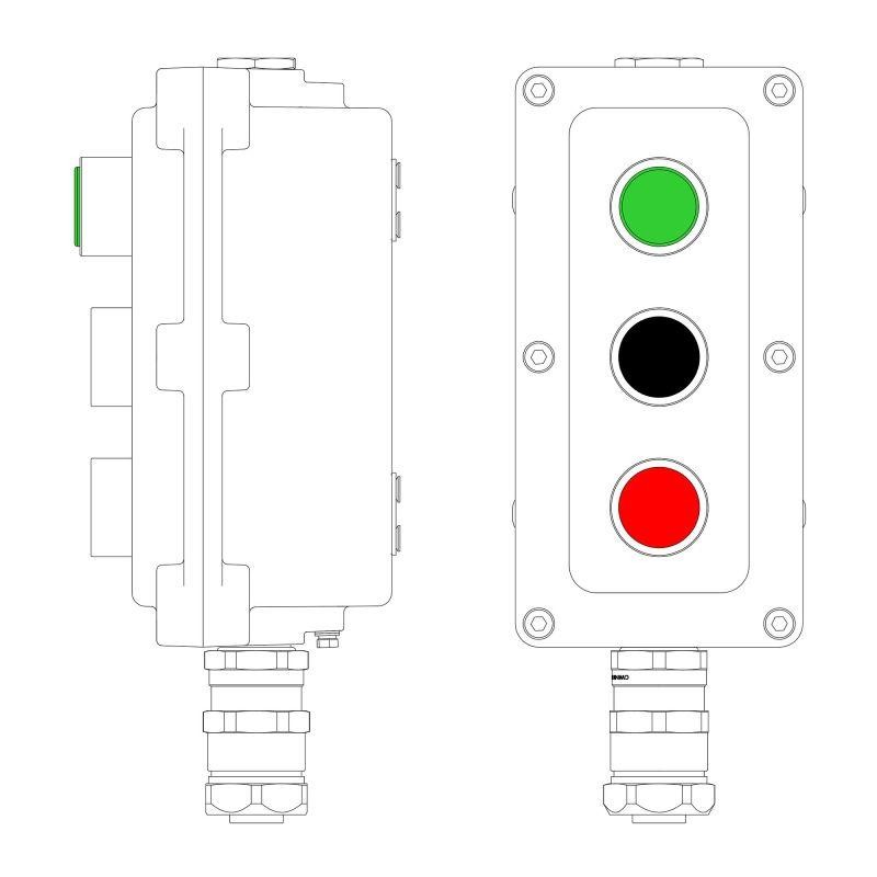 Пост управления взрывонепроницаемый из алюминия LCSD-03-B-MB-L1G(220)x1-P1B(11)x1-P1R(11)x1-PBMB-ANP15BMB DKC LCSD21000121 Пост управления взрывонепроницаемый из алюминия LCSD-03-B-MB-L1G(220)x1-P1B(11)x1-P1R(11)x1-PBMB-ANP15BMB DKC LCSD21000121