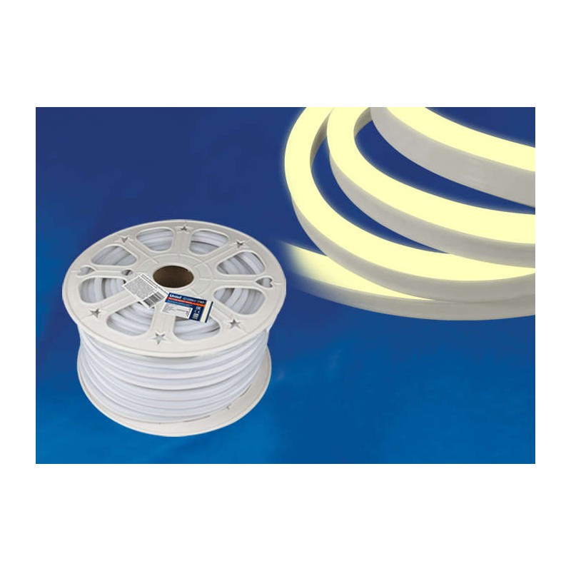 Лента светодиодная ULS-N21-2835-120LED/m-8mm-IP67-220V-8W/m-50M-WW NEON 8Вт/м 120LED/м тепл. бел. IP67 220В 8мм гибкая герметичн