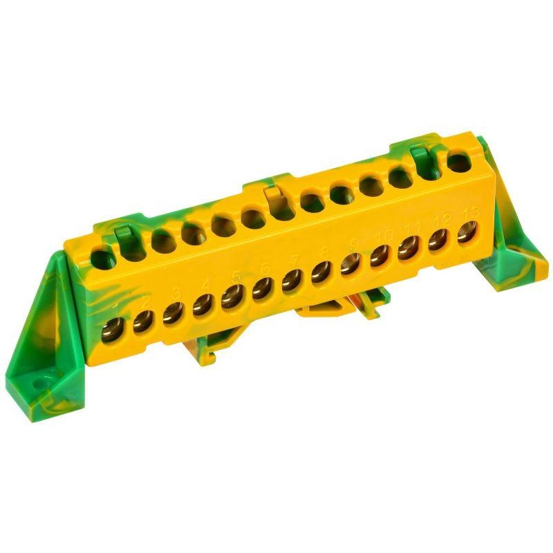 Шина PE "земля" в комб. изол. "Стойка" 6х9-13-ЖЗ TEKFOR IEK TF-NN10-13-DP-K52