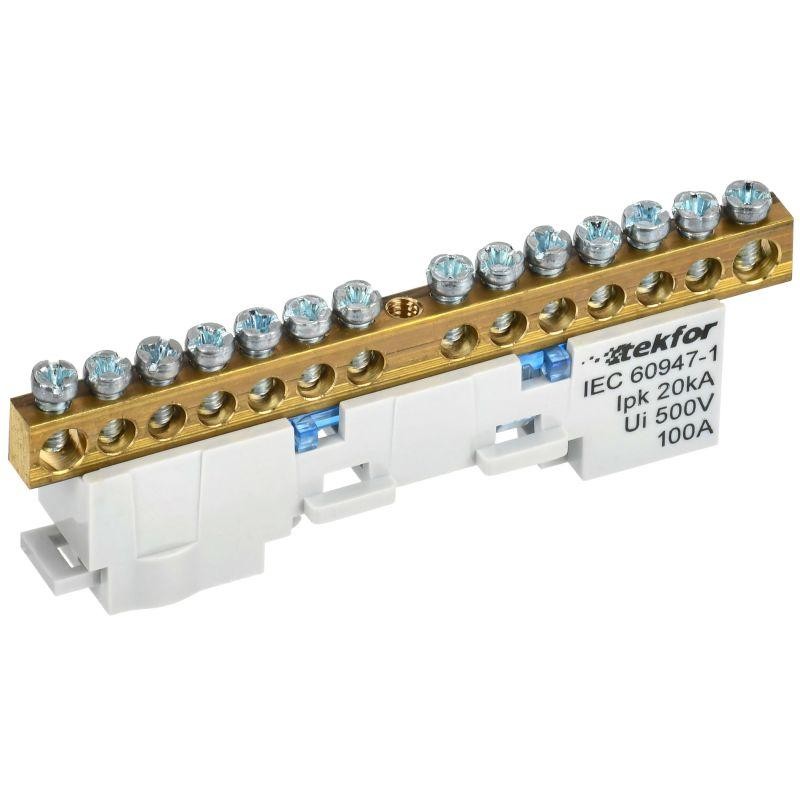 Шина TEKFOR N "ноль" неизол. на универс. держ. 6х9-14-С IEK TF-NN10-14-DL-K07 Шина TEKFOR N "ноль" неизол. на универс. держ. 6х9-14-С IEK TF-NN10-14-DL-K07