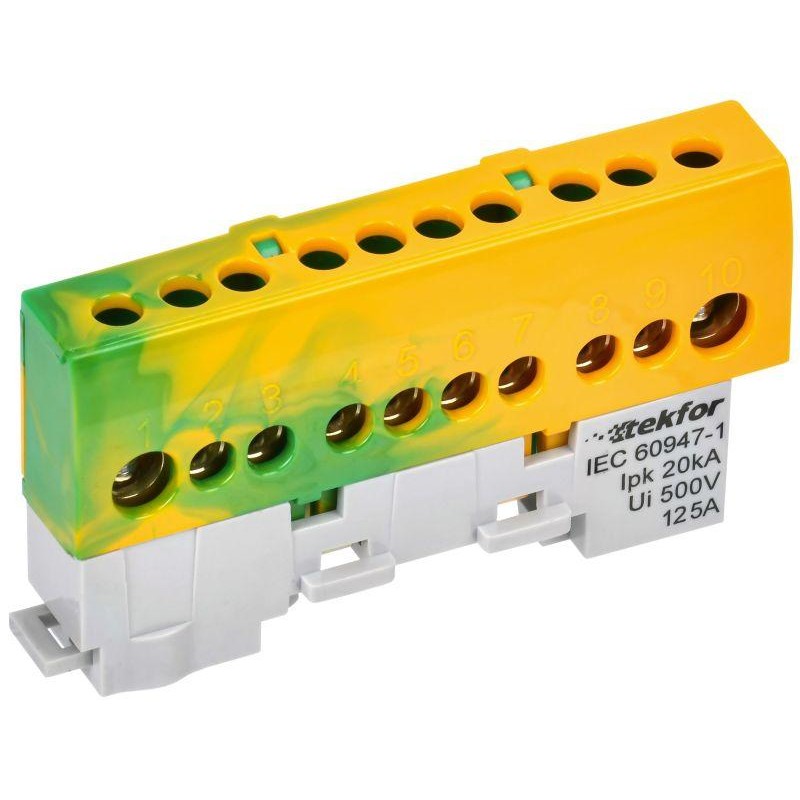Шина PE "земля" изол. на универс. держ. 8х12-10-ЖЗ TEKFOR IEK TF-NN20-10-KL-K52 Шина PE "земля" изол. на универс. держ. 8х12-10-ЖЗ TEKFOR IEK TF-NN20-10-KL-K52