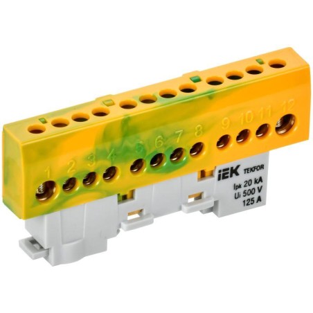 Шина PE "земля" изол. на универс. держ. 8х12-12-ЖЗ TEKFOR IEK TF-NN20-12-KL-K52