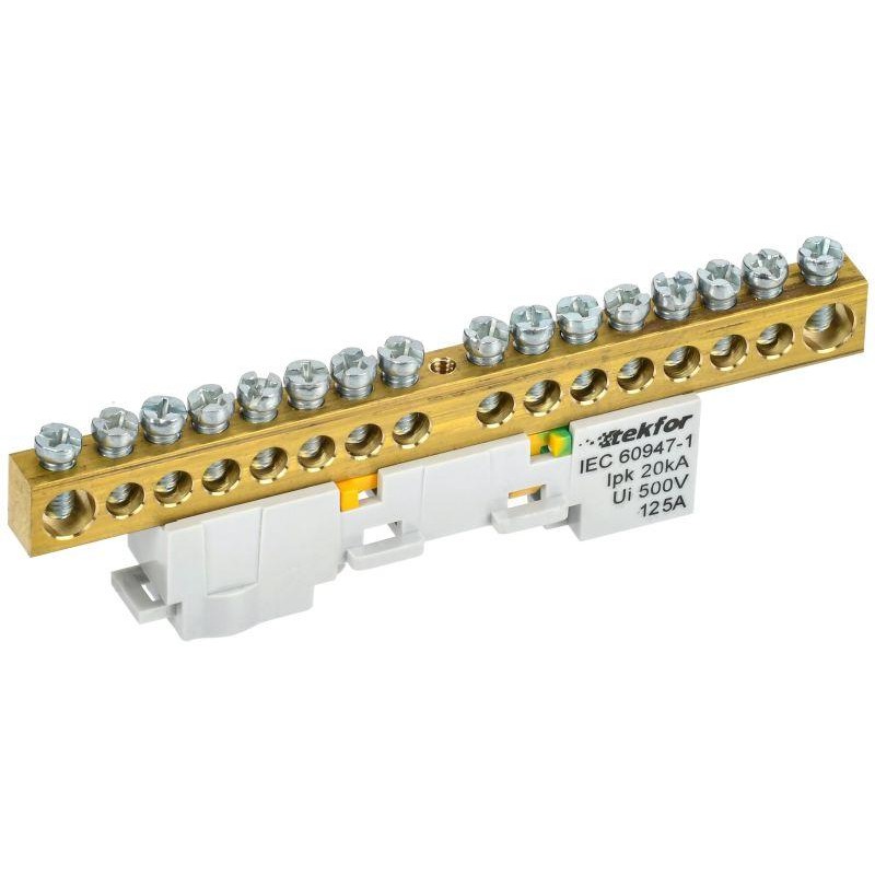 Шина PE "земля" неизол. на универс. держ. 8х12-16-Ж TEKFOR IEK TF-NN20-16-DL-K05 Шина PE "земля" неизол. на универс. держ. 8х12-16-Ж TEKFOR IEK TF-NN20-16-DL-K05