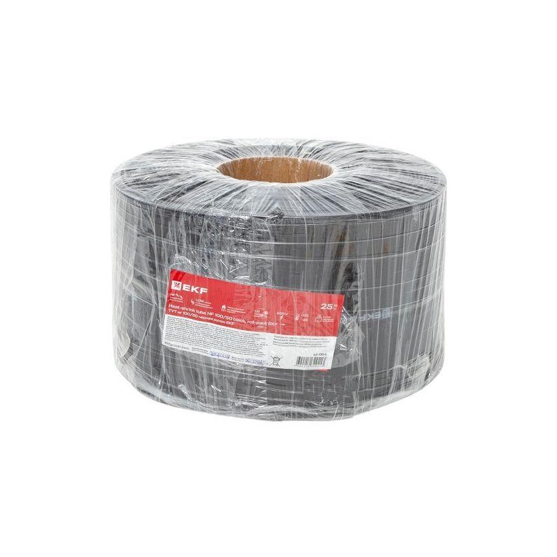 Трубка термоусадочная ТУТ нг 100/50 черн. PROxima (уп.25м) EKF tut-100-b