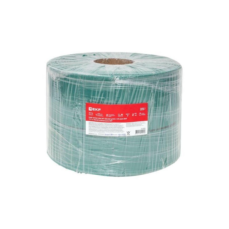 Трубка термоусадочная ТУТ нг 120/60 зел. PROxima (уп.25м) EKF tut-120-j