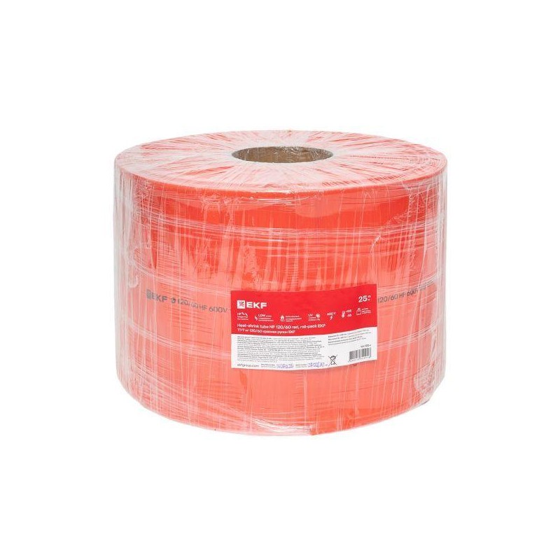 Трубка термоусадочная ТУТ нг 120/60 красн. PROxima (уп.25м) EKF tut-120-r