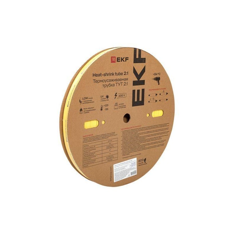 Трубка термоусадочная ТУТ нг 16/8 желт. (уп.100м) EKF tut-16-y Трубка термоусадочная ТУТ нг 16/8 желт. (уп.100м) EKF tut-16-y
