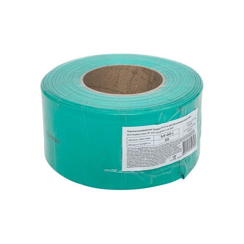 Трубка термоусадочная ТУТ нг 60/30 зел. PROxima (уп.25м) EKF tut-60-j
