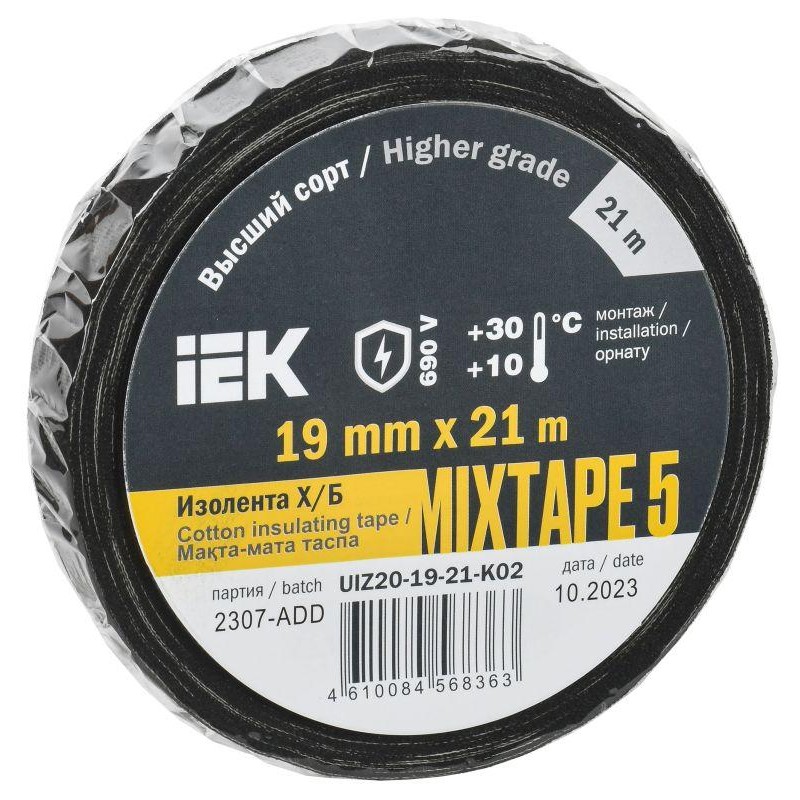 Изолента Х/Б 19мм 21м MIXTAPE 5 IEK UIZ20-19-21-K02 Изолента Х/Б 19мм 21м MIXTAPE 5 IEK UIZ20-19-21-K02