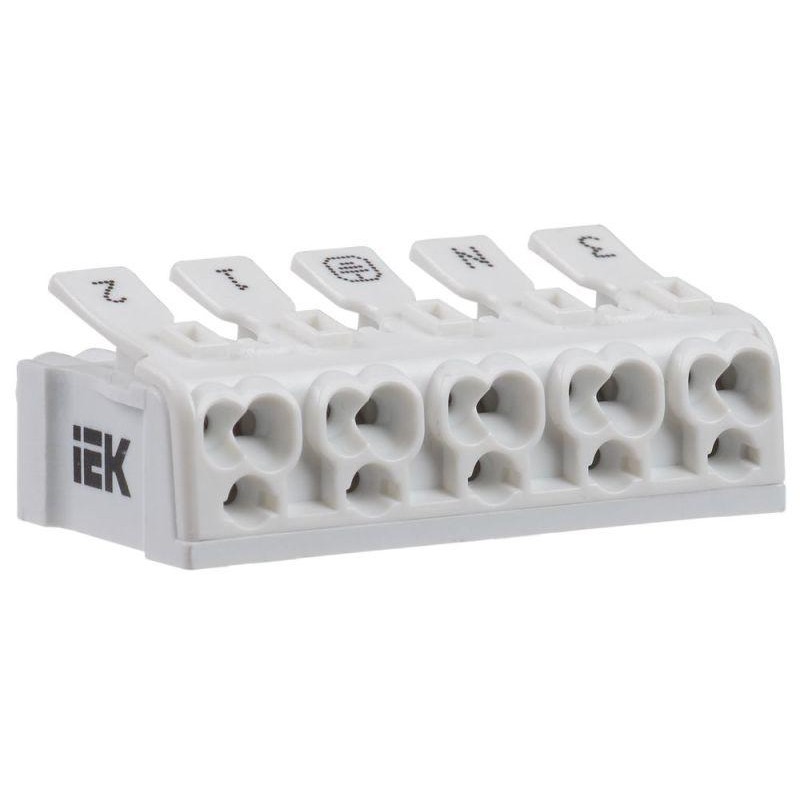 Клемма пружинная соединительная КСП5-3L+N+PE IEK UKZ-B06-5P-F0-E0-10 Клемма пружинная соединительная КСП5-3L+N+PE IEK UKZ-B06-5P-F0-E0-10
