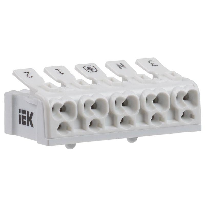 Клемма пружинная соединительная КСПн5-3L+N+PE IEK UKZ-B06-5P-F1-E0-10 Клемма пружинная соединительная КСПн5-3L+N+PE IEK UKZ-B06-5P-F1-E0-10