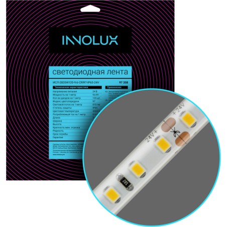Лента светодиодная 97 358 СДЛ-2835W120-9.6-CRI97-IP65-24V (уп.5м) INNOLUX 97358