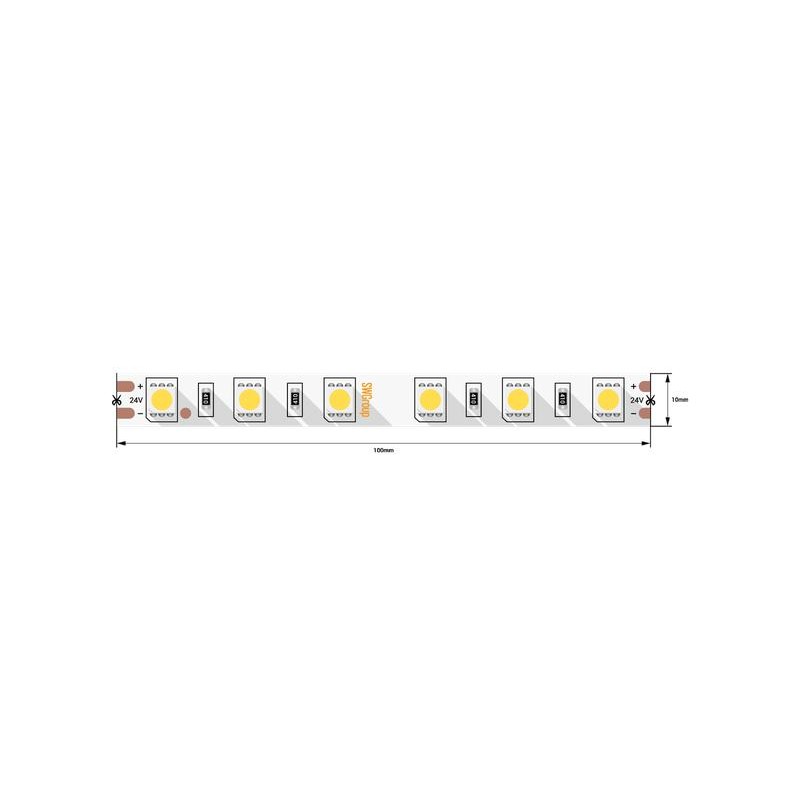 Лента светодиодная стандарт 5050 60LED/м 14.4Вт/м нейтр. бел. 24В IP20 со скотчем 3М (уп.5м) SWG Standard 00-00009272